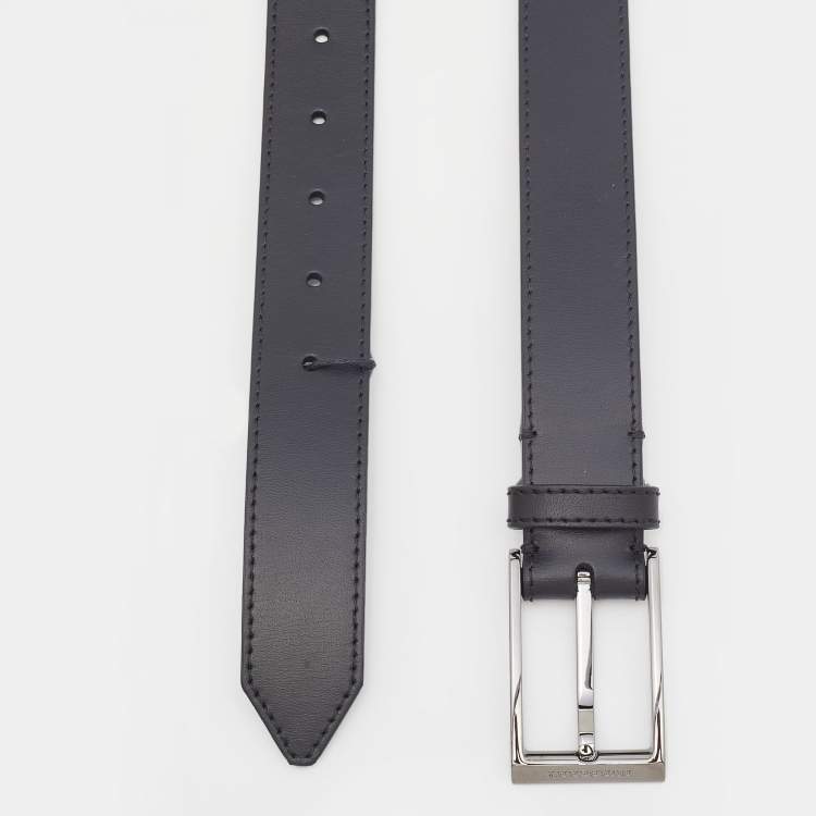 Pre Owned Burberry Black Leather Buckle Belt 95CM