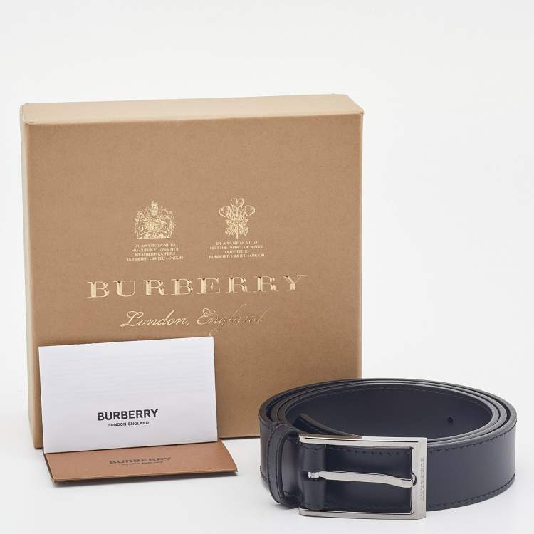 Pre Owned Burberry Black Leather Buckle Belt 95CM