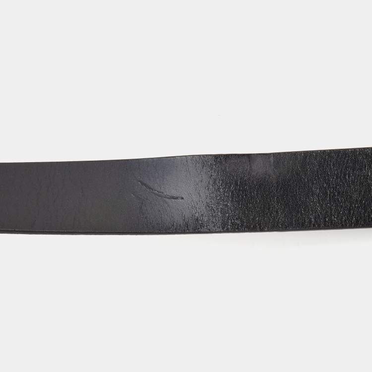 Pre Owned Burberry Black Leather Buckle Belt 80CM
