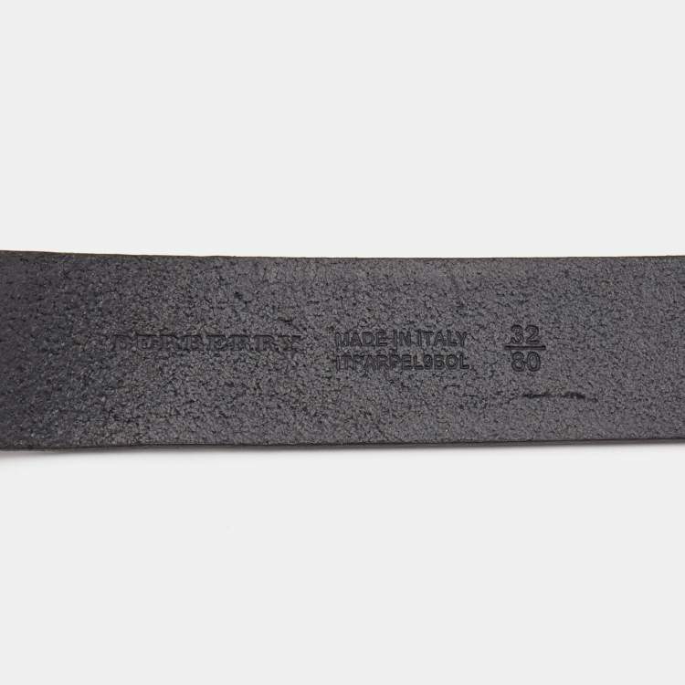 Pre Owned Burberry Black Leather Buckle Belt 80CM