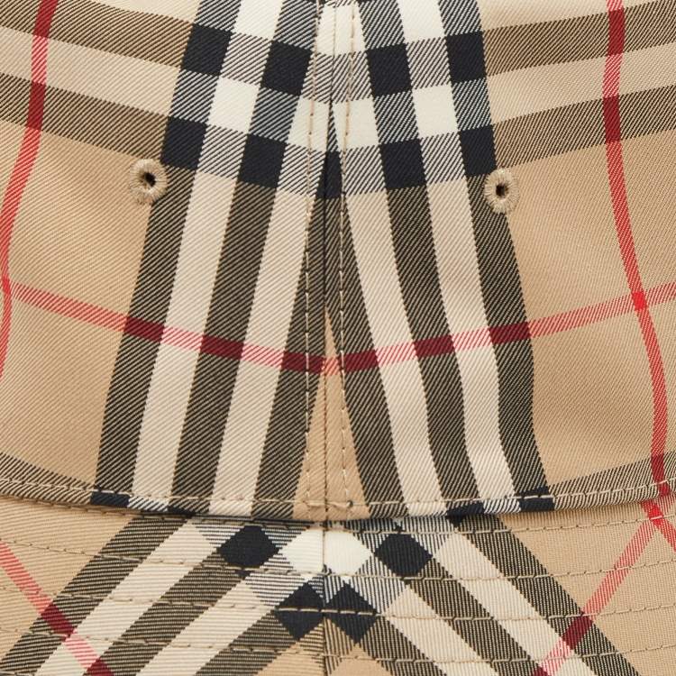 Pre Owned Burberry Beige Nova Check Cotton Bucket Hat XL