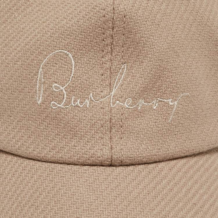 Pre Owned Burberry Beige Logo Embroidered Wool & Cashmere Baseball Cap One Size