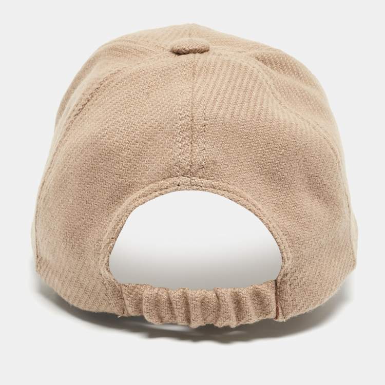 Pre Owned Burberry Beige Logo Embroidered Wool & Cashmere Baseball Cap One Size