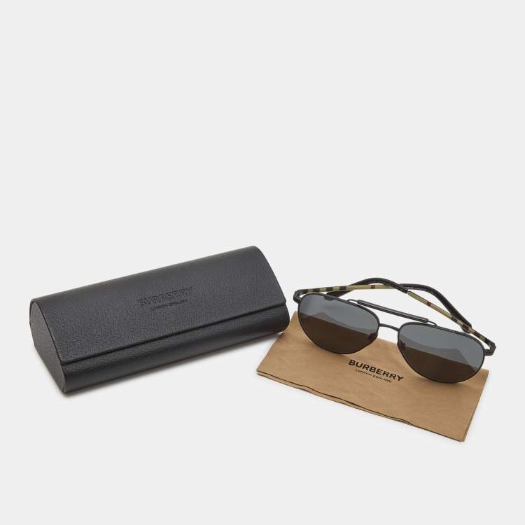 Pre Owned Burberry Black B 3097 Aviator Sunglasses