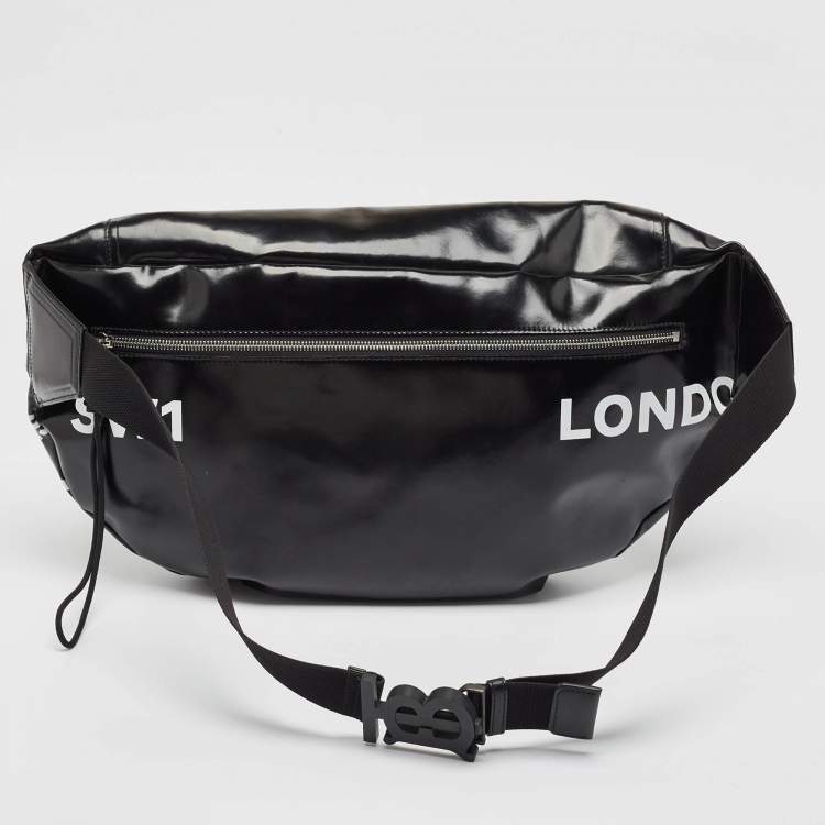 Pre Owned Buberry Black Coated Fabric XL Sonny Belt Sling Bag