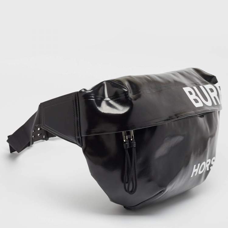 Pre Owned Buberry Black Coated Fabric XL Sonny Belt Sling Bag