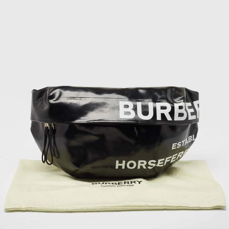 Pre Owned Buberry Black Coated Fabric XL Sonny Belt Sling Bag