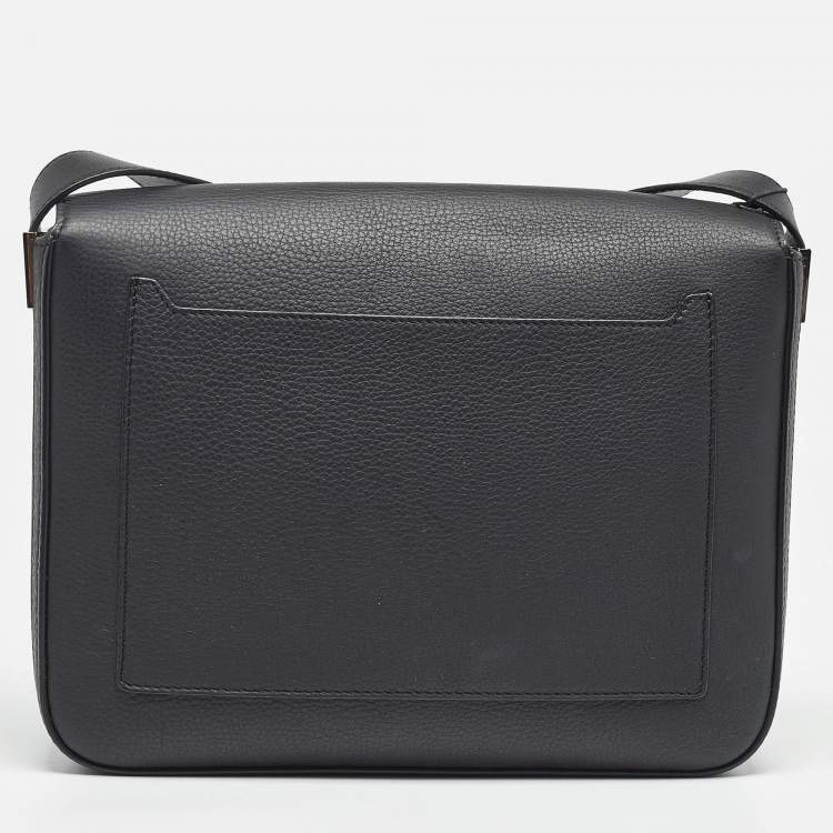 Pre Owned Burberry Black Leather Small Olympia Messenger Bag