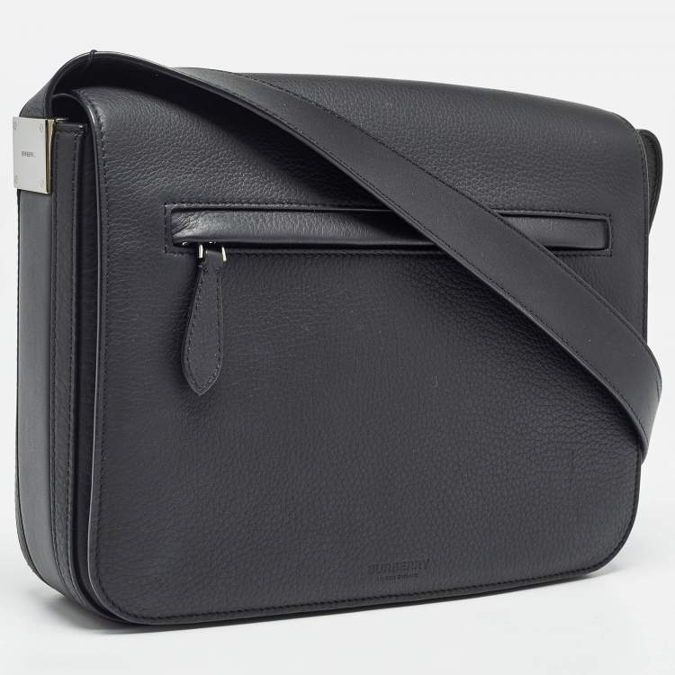Pre Owned Burberry Black Leather Small Olympia Messenger Bag