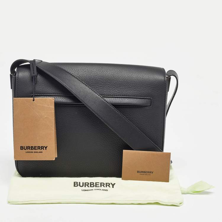 Pre Owned Burberry Black Leather Small Olympia Messenger Bag