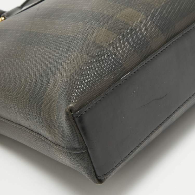 Pre Owned Burberry Smoked Check Coated Canvas and Leather The Barrow Briefcase Bag