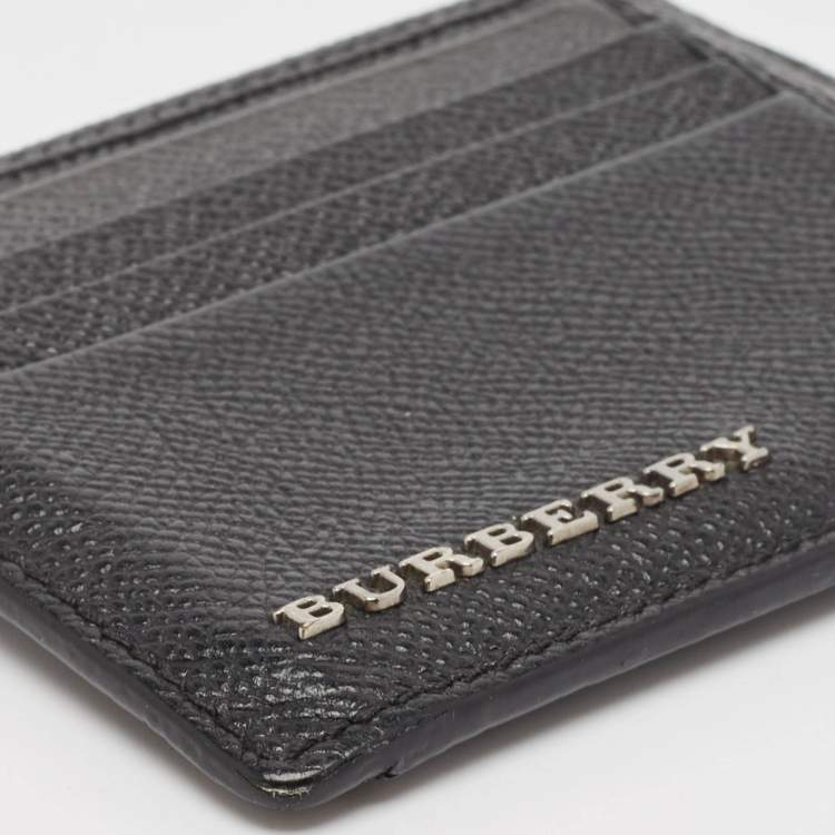Pre Owned Burberry Black/Grey Leather Card Holder