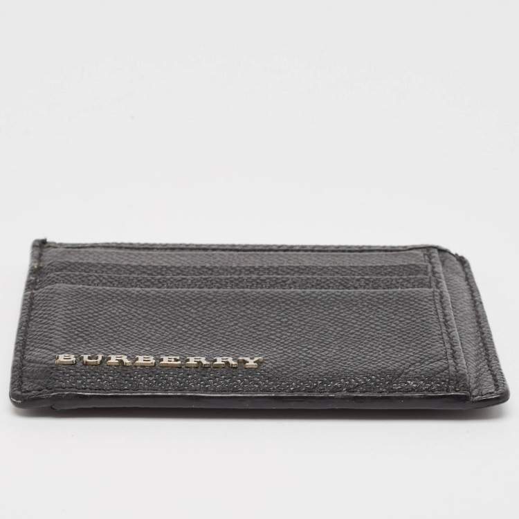 Pre Owned Burberry Black/Grey Leather Card Holder