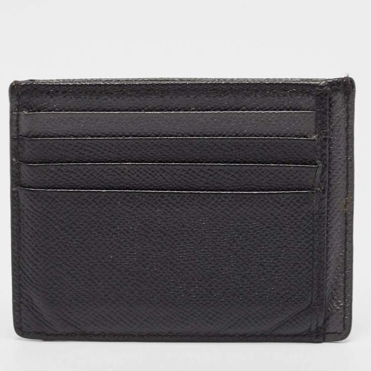 Pre Owned Burberry Black/Grey Leather Card Holder