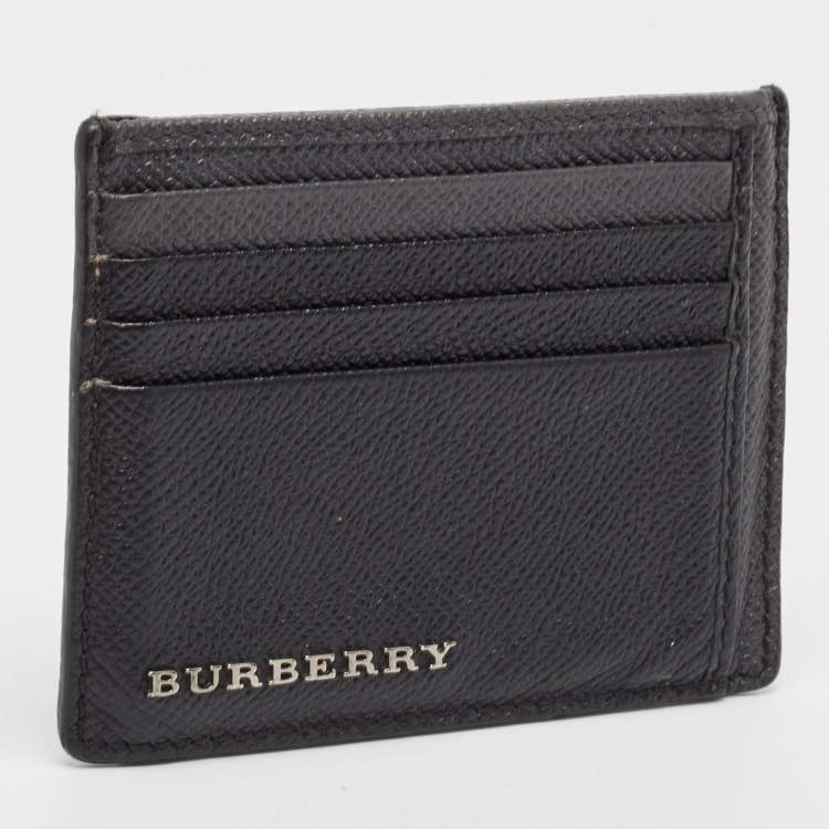 Pre Owned Burberry Black/Grey Leather Card Holder
