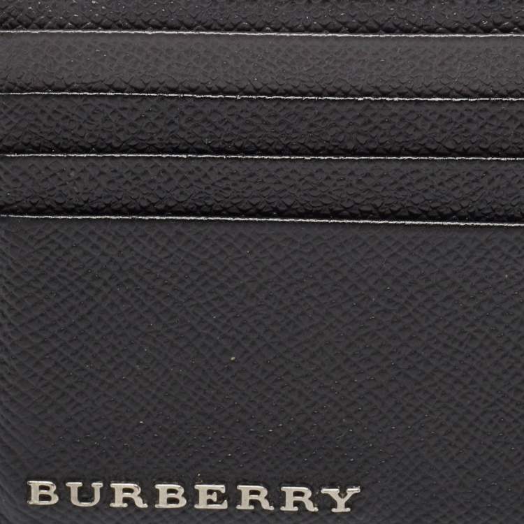 Pre Owned Burberry Black/Grey Leather Card Holder