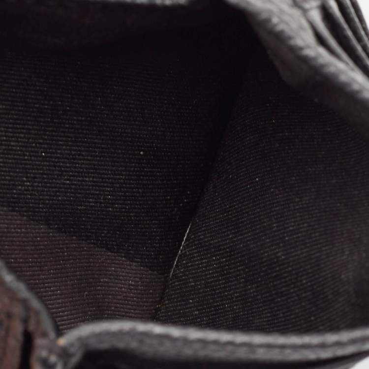 Pre Owned Burberry Black/Grey Leather Card Holder