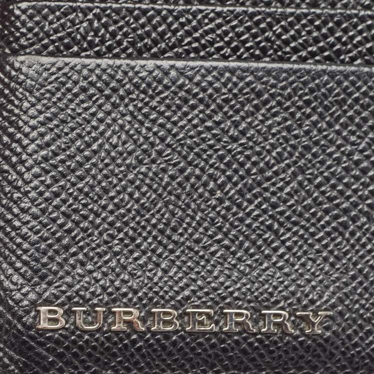 Pre Owned Burberry Black/Grey Leather Card Holder