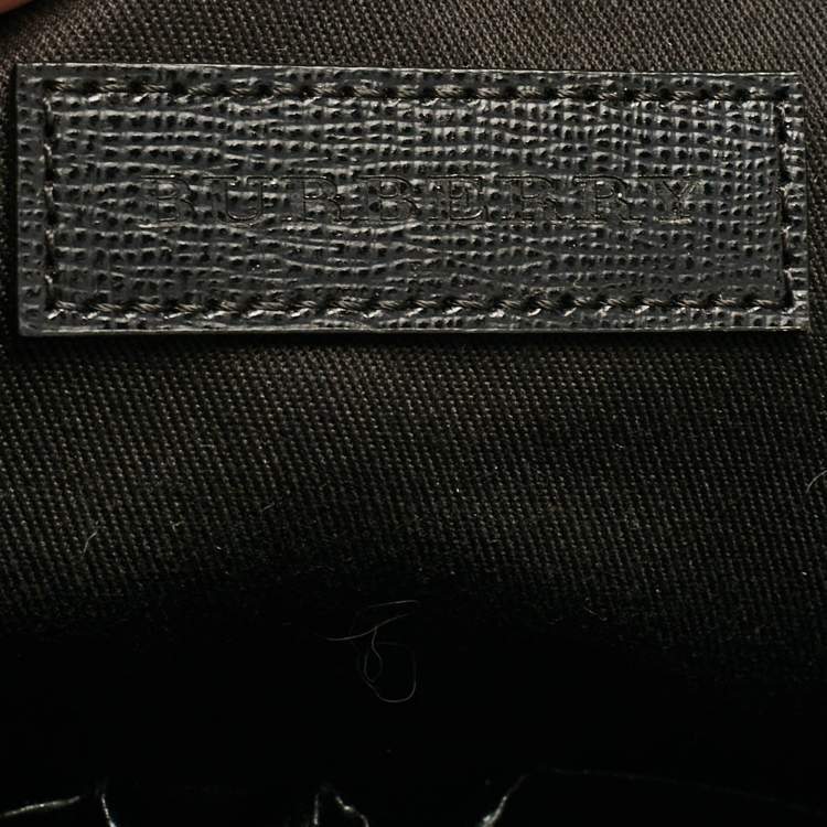 Pre Owned Burberry Black/Smoke Check Coated Canvas Laptop Bag