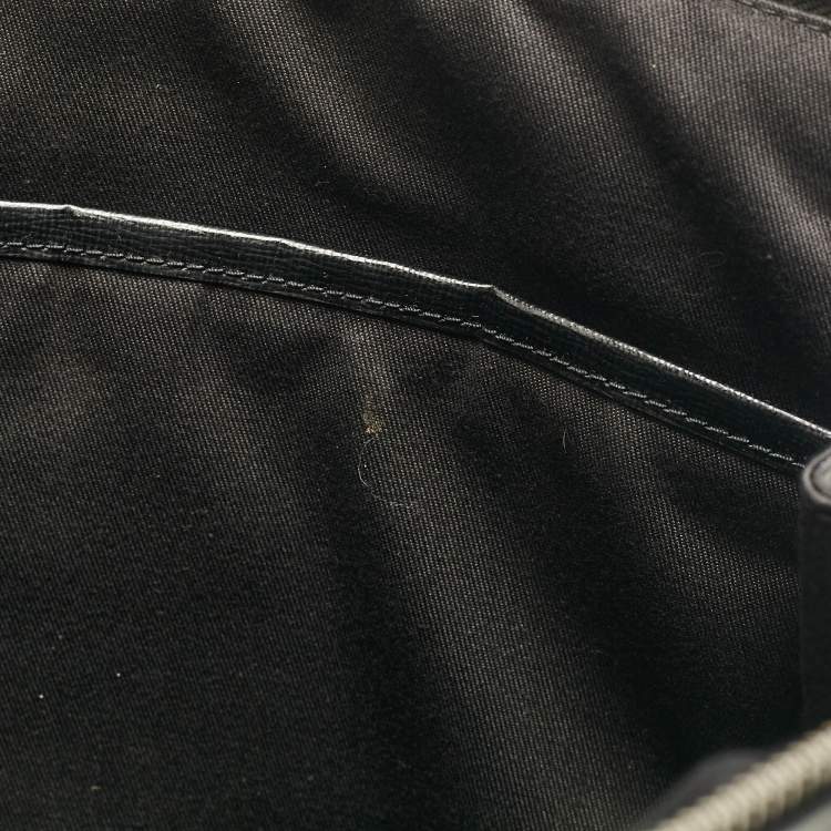 Pre Owned Burberry Black/Smoke Check Coated Canvas Laptop Bag