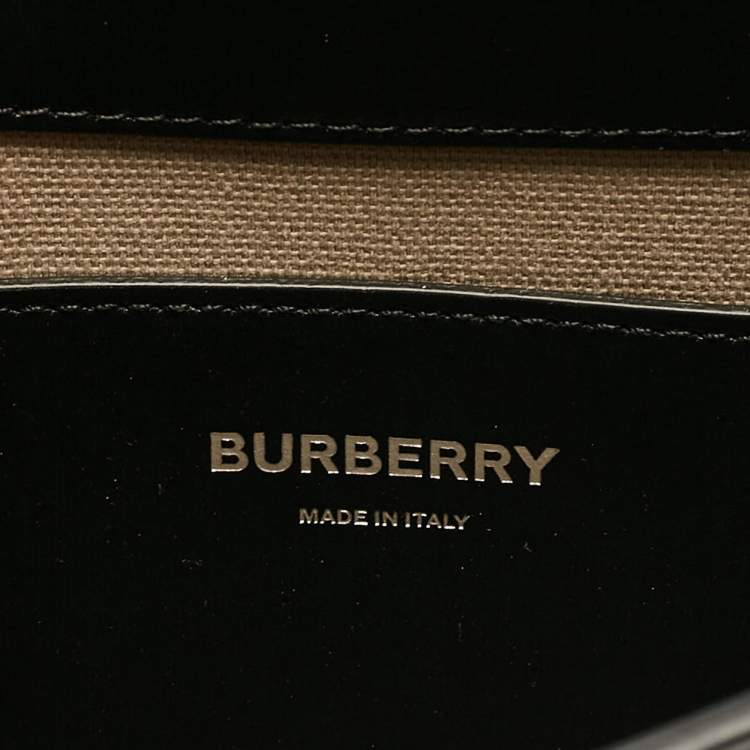 Pre Owned Burberry Black TB Embossed Leather Messenger Bag