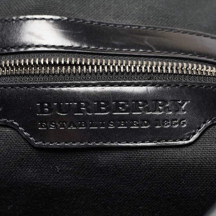 Pre Owned Burberry Black House Check PVC and Leather Messenger Bag