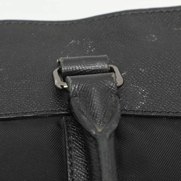Pre Owned Burberry Black Leather and Nylon Laptop Bag