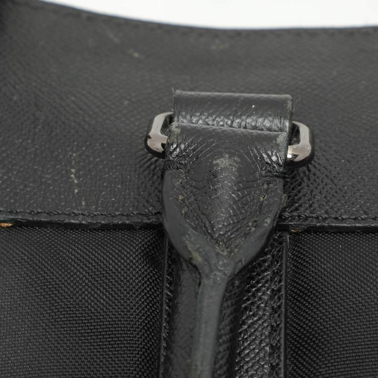 Pre Owned Burberry Black Leather and Nylon Laptop Bag