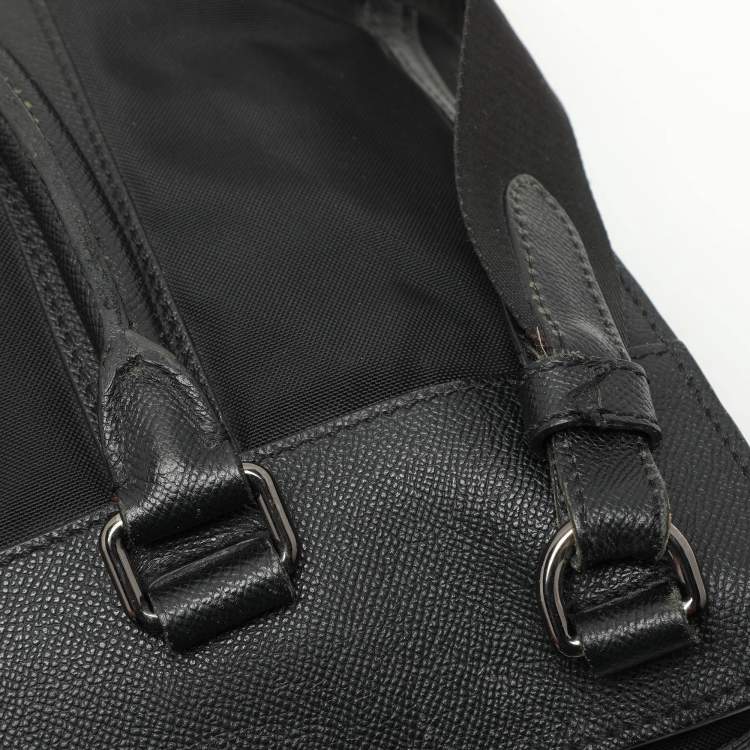 Pre Owned Burberry Black Leather and Nylon Laptop Bag