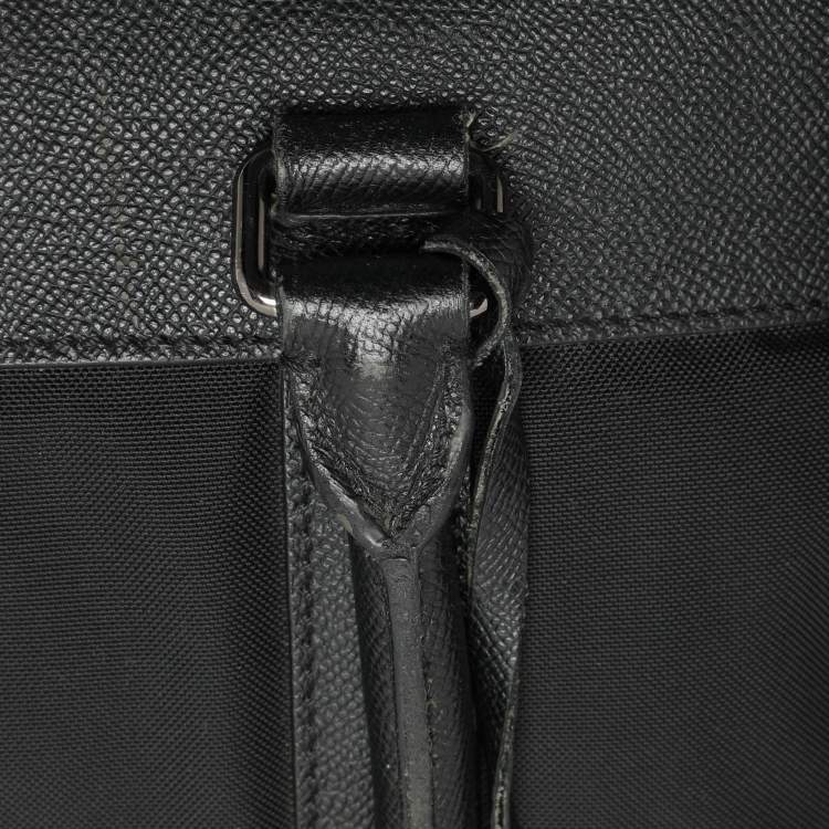Pre Owned Burberry Black Leather and Nylon Laptop Bag