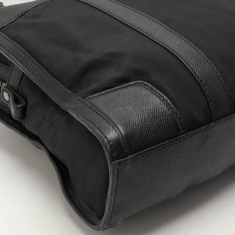 Pre Owned Burberry Black Leather and Nylon Laptop Bag