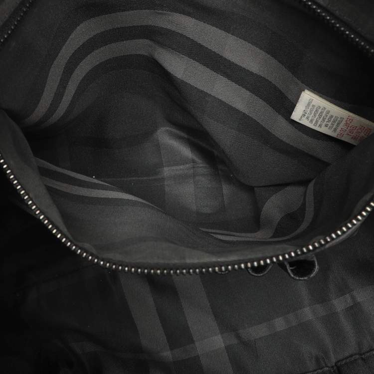 Pre Owned Burberry Black Leather and Nylon Laptop Bag