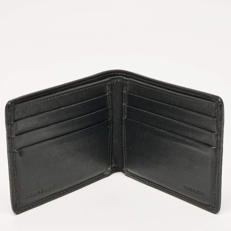 Pre Owned Burberry Black Grained Leather Bifold Wallet