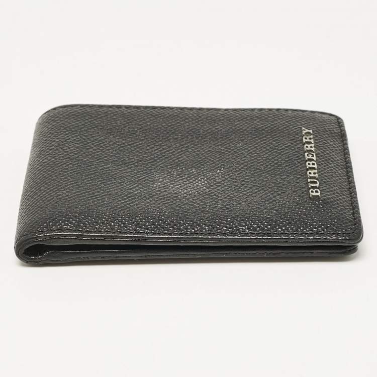 Pre Owned Burberry Black Grained Leather Bifold Wallet