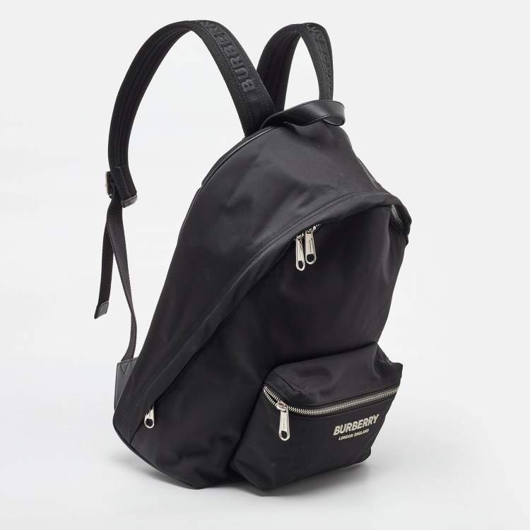 Pre Owned Burberry Black Nylon and Leather Backpack