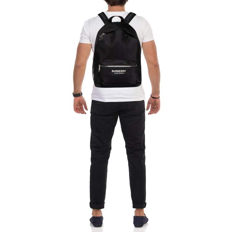 Pre Owned Burberry Black Nylon and Leather Backpack