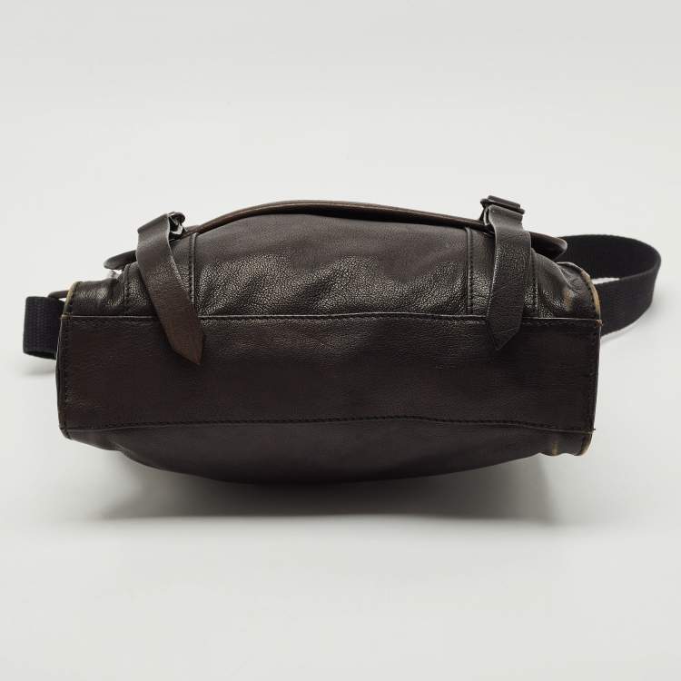 Pre Owned Burberry Choco Brown Leather Messenger Bag