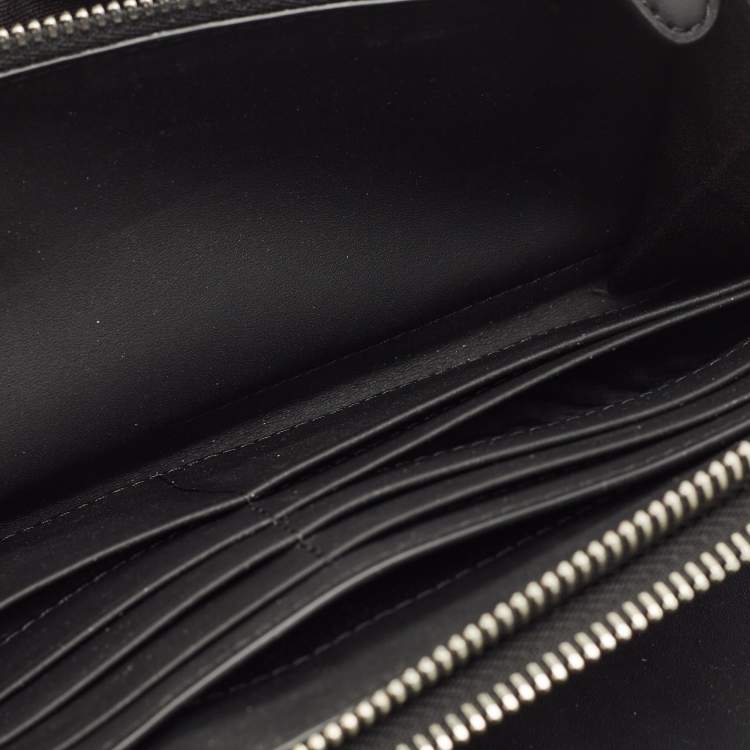 Pre Owned Burberry Black/Grey House Check PVC and Leather Reeves Double Zip Wallet