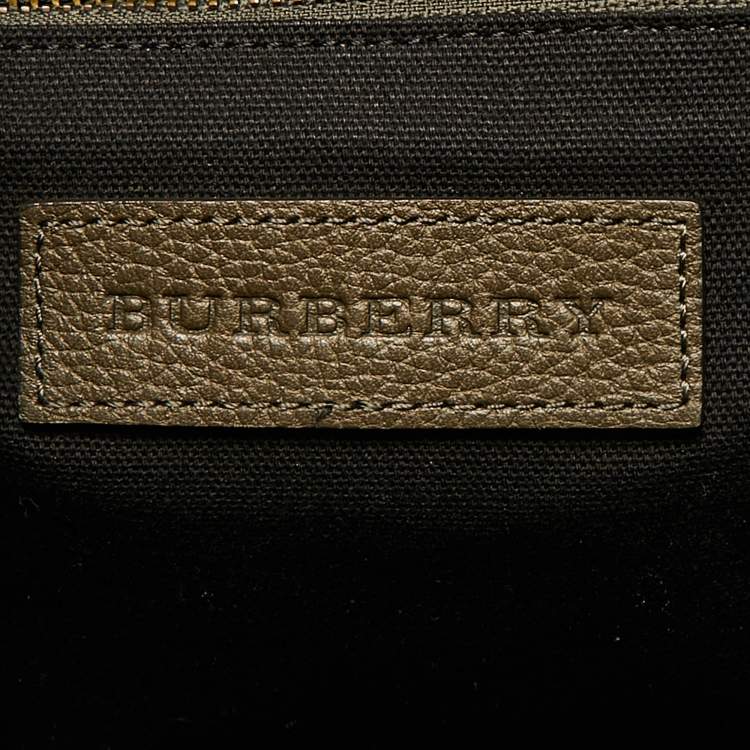 Pre Owned Burberry Military Green Leather Drawstring Backpack