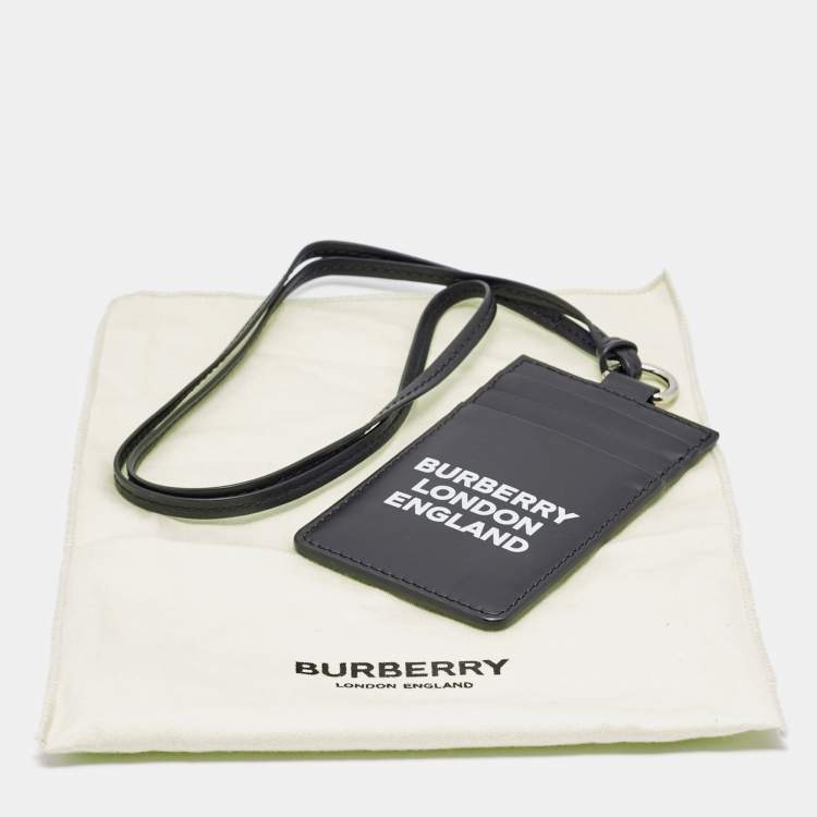 Pre Owned Burberry Black Leather Elmer Lanyard Card Holder