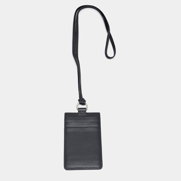 Pre Owned Burberry Black Leather Elmer Lanyard Card Holder