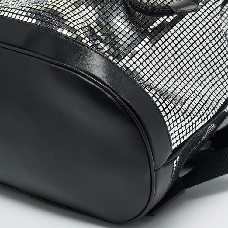 Pre Owned Burberry Black/Silver Mirror Effect Suede and Leather Drawstring Backpack