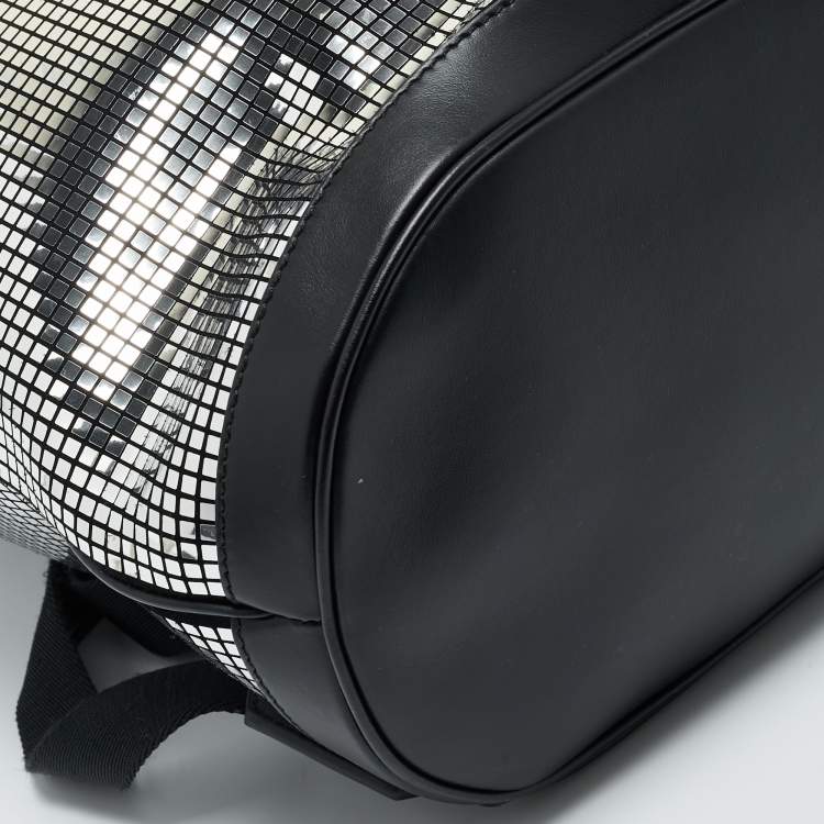 Pre Owned Burberry Black/Silver Mirror Effect Suede and Leather Drawstring Backpack