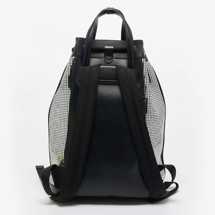 Pre Owned Burberry Black/Silver Mirror Effect Suede and Leather Drawstring Backpack