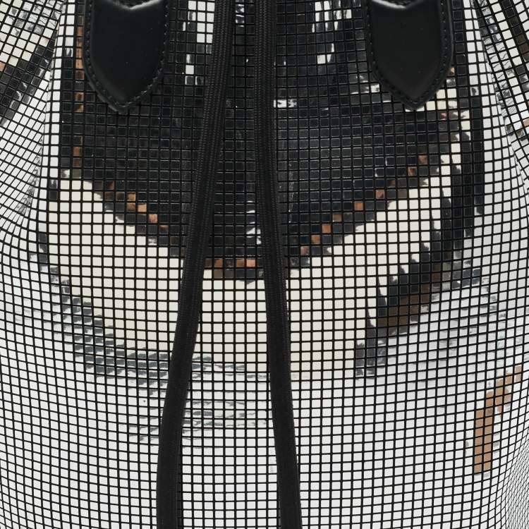 Pre Owned Burberry Black/Silver Mirror Effect Suede and Leather Drawstring Backpack