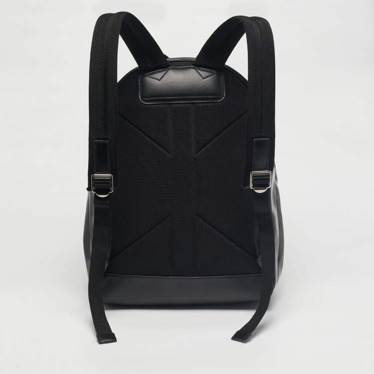 Pre Owned Burberry Black/White Coated Canvas and Leather Horseferry Backpack