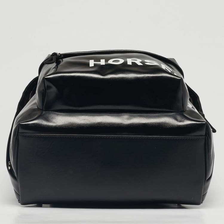 Pre Owned Burberry Black/White Coated Canvas and Leather Horseferry Backpack