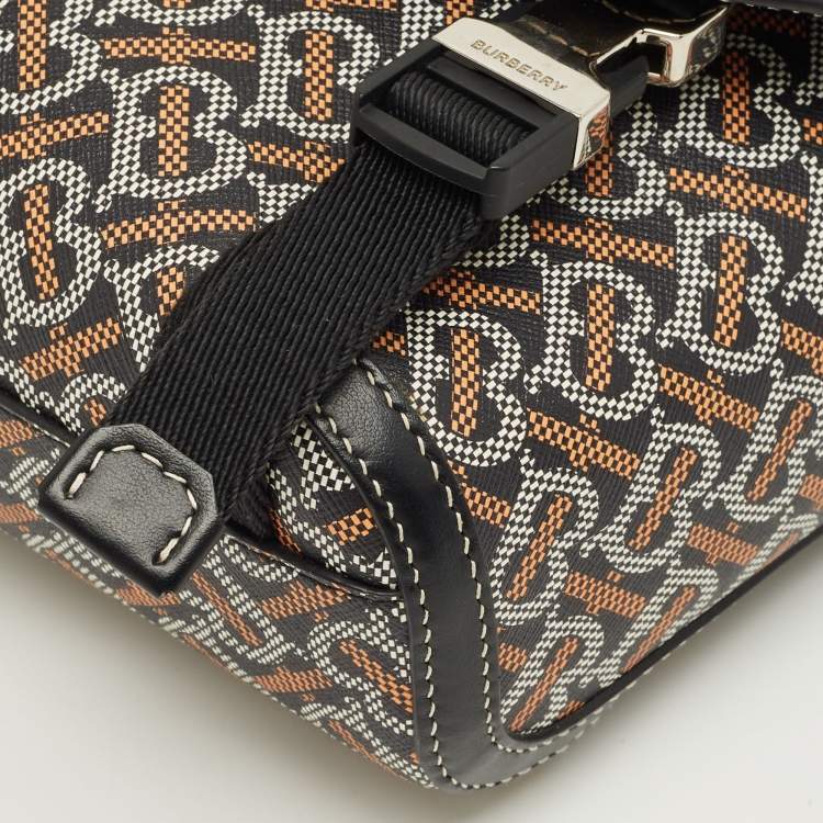 مملوكة مسبقًا Burberry Black/Brown TB Monogram Coated Canvas and Leather Messenger Bag