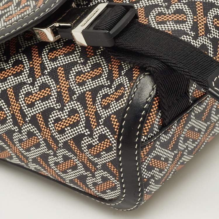 مملوكة مسبقًا Burberry Black/Brown TB Monogram Coated Canvas and Leather Messenger Bag