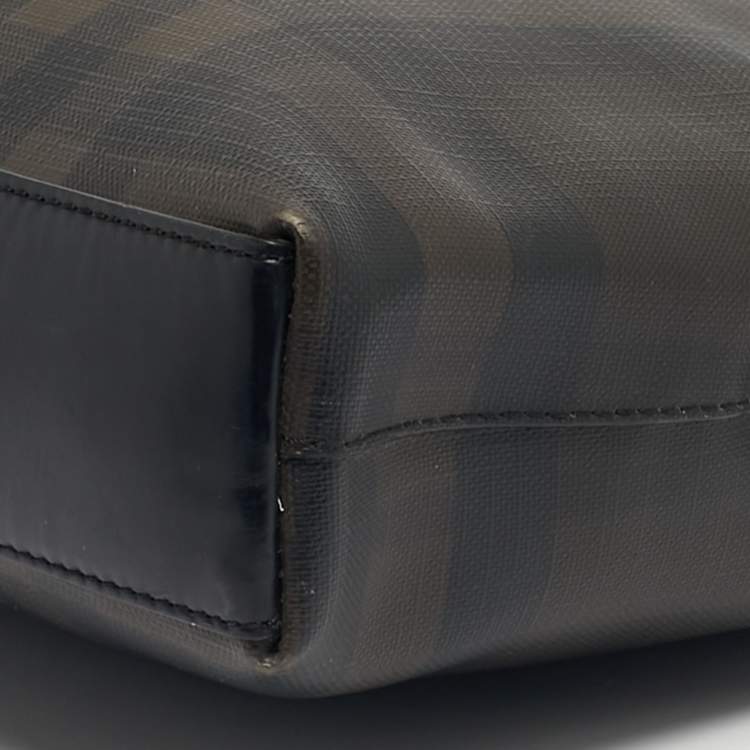 Pre Owned Burberry Brown/Black Smoked Check Coated Canvas and Leather The Barrow Briefcase
